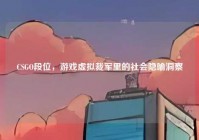 CSGO段位，游戏虚拟裁军里的社会隐喻洞察