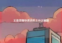 王者荣耀快速进阶上分之秘籍