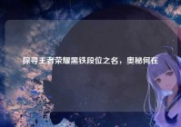 探寻王者荣耀黑铁段位之名，奥秘何在