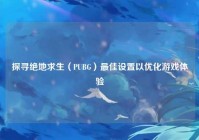 探寻绝地求生（PUBG）最佳设置以优化游戏体验